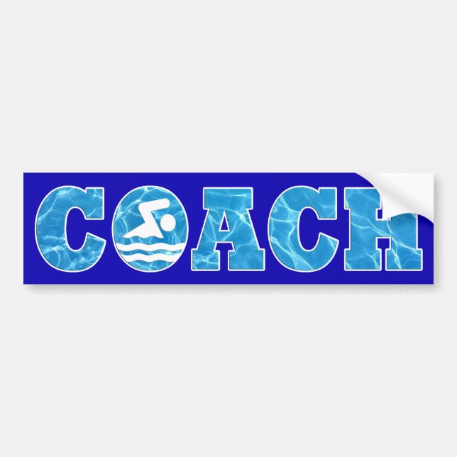 Pool Water COACH Bumper Sticker for Swim Coaches (Front)