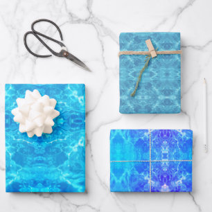 Pool Water Fun Blue Filters Mirror Tiling Wrapping Paper Sheet