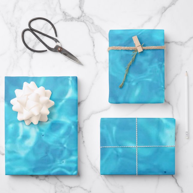 Pool Water Fun | Blue | Wrapping Paper Sheet (Front)