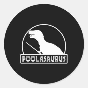 Poolasaurus Billiard Player Dinosaur Snooker Eight Classic Round Sticker