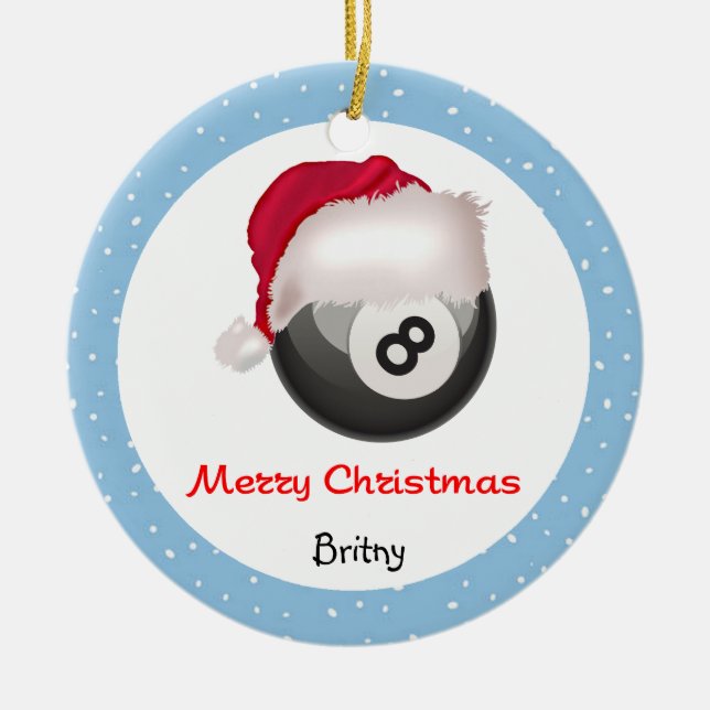 PoolChick Merry Christmas Santaball Personalise Ceramic Tree Decoration (Front)