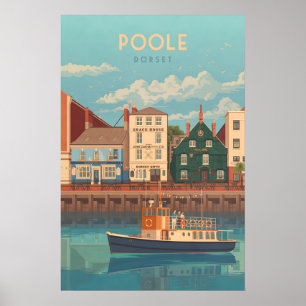 Poole Dorset Seaside Travel Poster