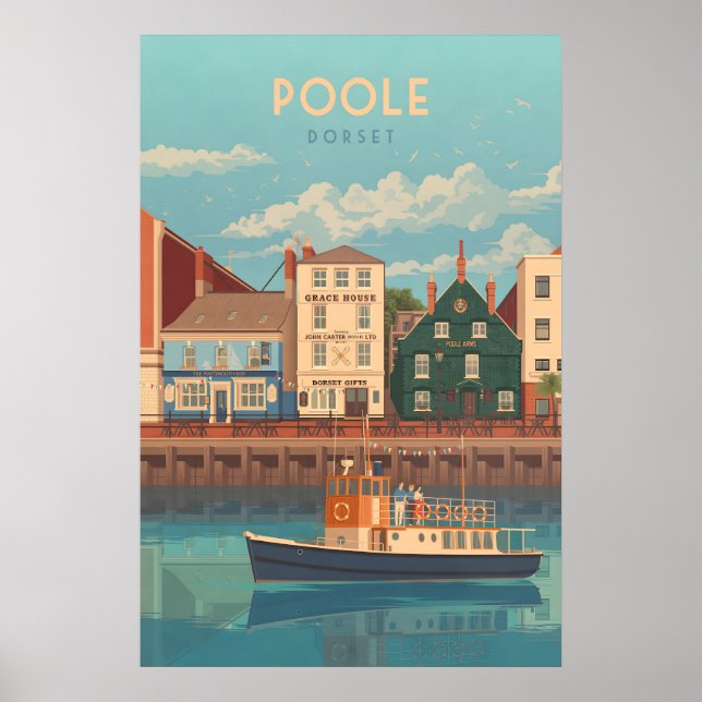 Poole Dorset Seaside Travel Poster (Front)