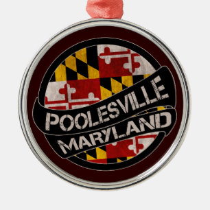 Poolesville Maryland flag grunge round ornament