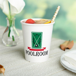 Poolroom Billiards Classic 8 Ball Paper Cups
