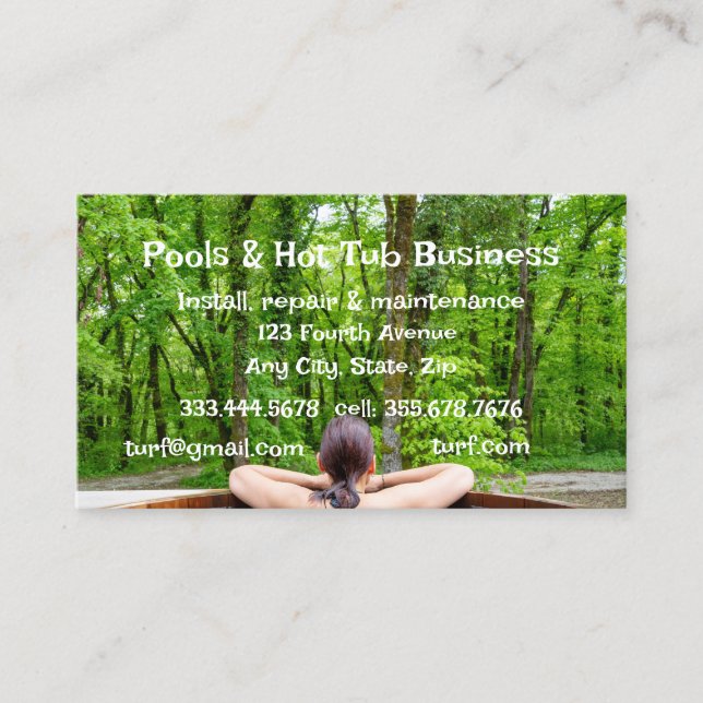 Pools Hot Tub Sauna Construction Repair Service Business Card (Front)