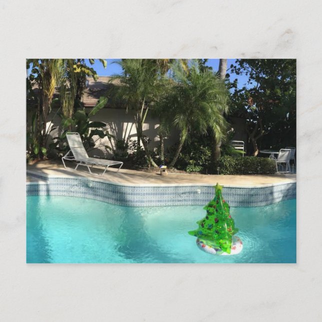 Poolside Christmas Holiday Postcard (Front)