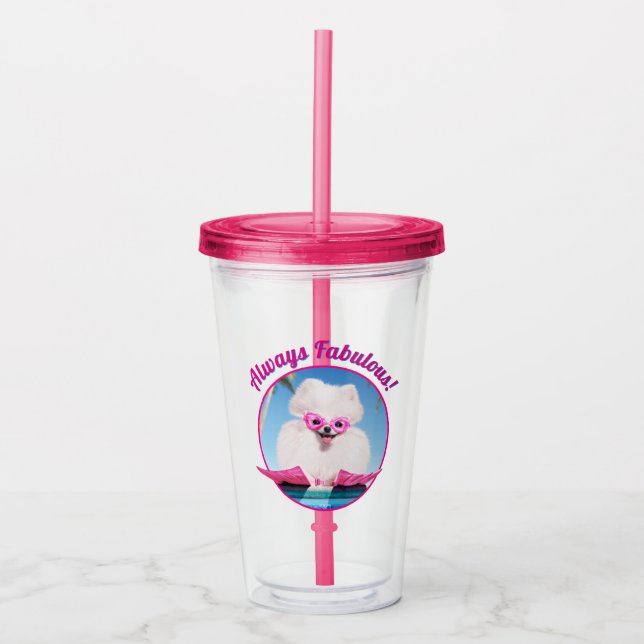 Poolside Dog In Flippers Acrylic Tumbler (Front)