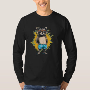 Poolside Fun with this Racoon in Swim Trunks T-Shirt