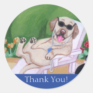 Poolside Party Labradors Painting Classic Round Sticker