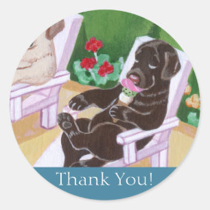 Poolside Party Labradors Painting Classic Round Sticker