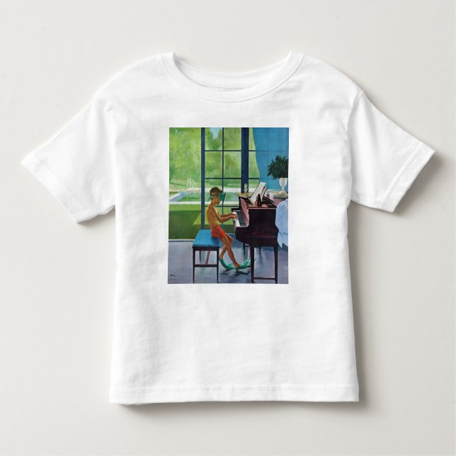Poolside Piano Practice Toddler T-Shirt (Front)