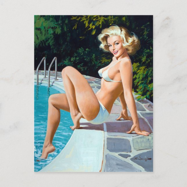 Poolside Pin Up Postcard (Front)