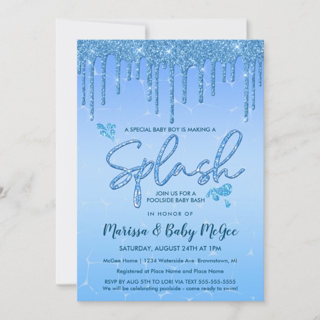 Poolside Pool Party Baby Shower Invitation (Front)