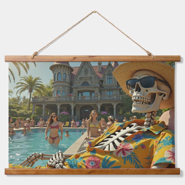 Poolside Skeleton Hanging Tapestry (Front)