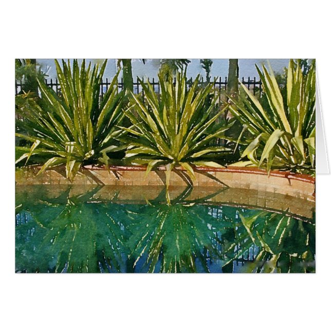 Poolside succulents note card (Front Horizontal)