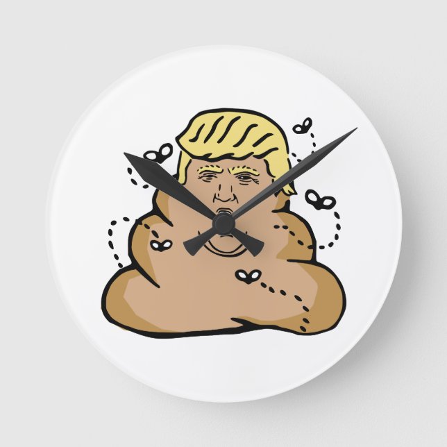 poop donald trump round clock (Front)