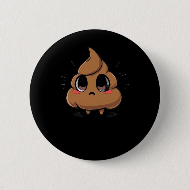 Poop Emoji Chibi Sticker  6 Cm Round Badge (Front)