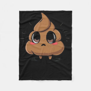 Poop Emoji Chibi Sticker  Fleece Blanket