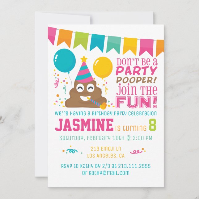 Poop Emoji Funny Birthday Party Invitation (Front)