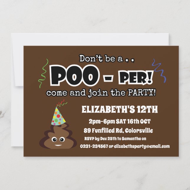POOP emoji kids birthday party Invitation (Front)