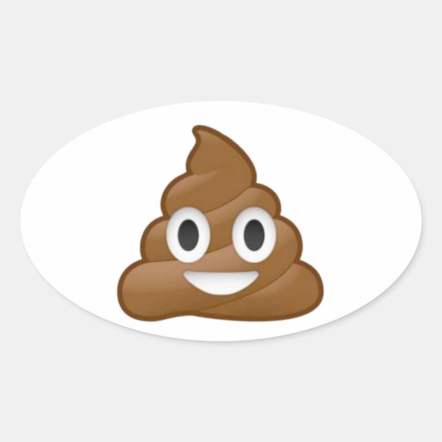 Poop emoji oval sticker (Front)
