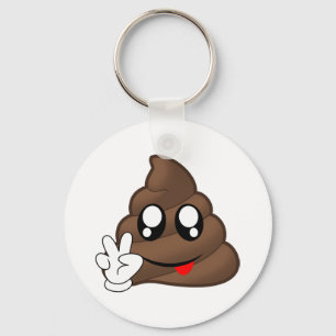 Poop Emoji Peace Sign Hands Key Ring