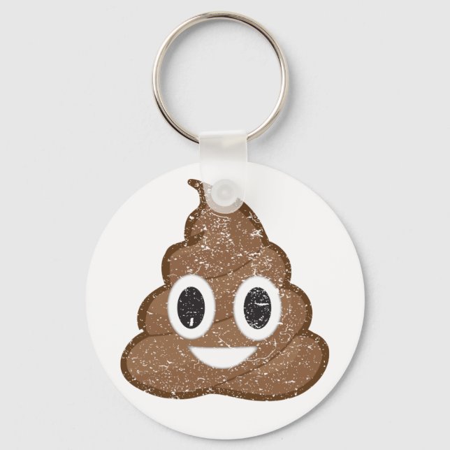 Poop emoji vintage key ring (Front)
