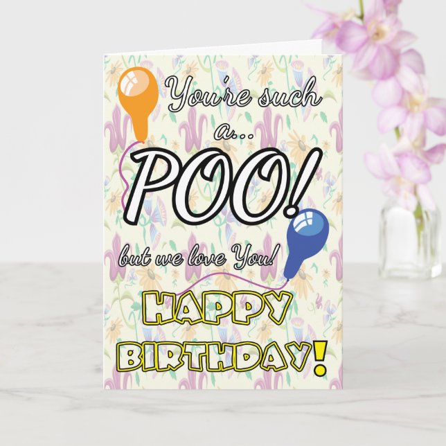 POOP funny kids birthday Card (Orchid)