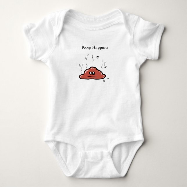 Poop Happens onesy Baby Bodysuit (Front)