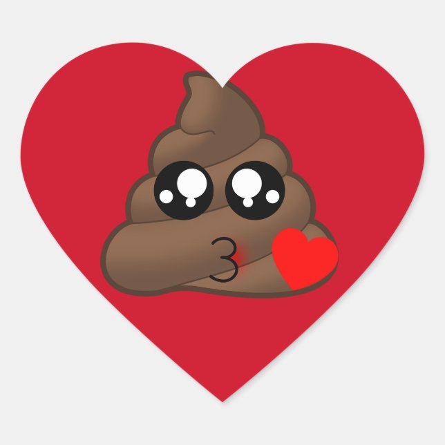 Poop Heart Love Emoji Sticker (Front)