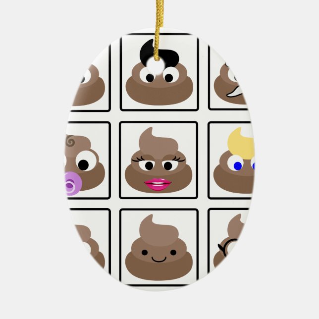 Poop Many Faces Ceramic Tree Decoration (Front)