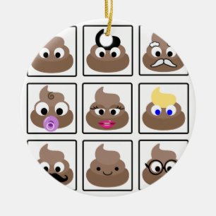 Poop Many Faces Ceramic Tree Decoration