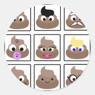 Poop Many Faces Classic Round Sticker