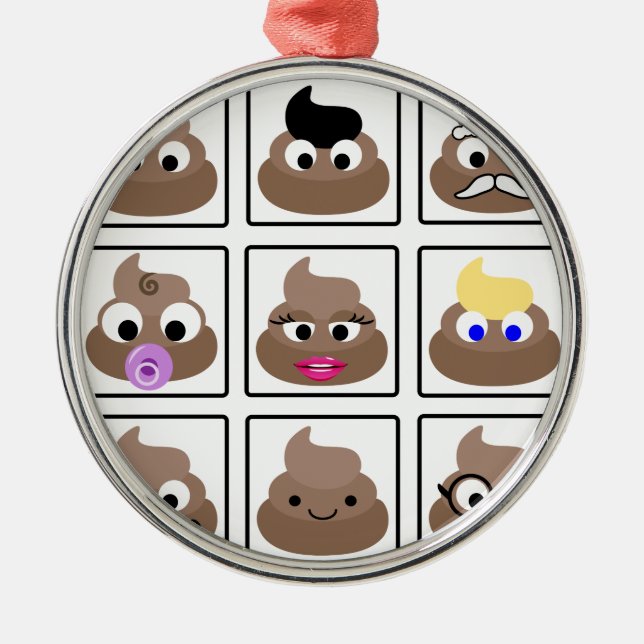 Poop Many Faces Metal Tree Decoration (Front)