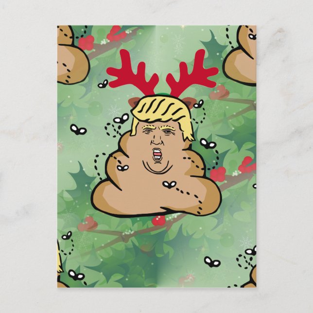 poop reindeer donald trump postcard (Front)