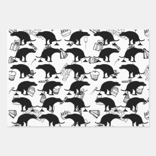 Pooping Dog Birthday Party Pattern Wrapping Paper Sheet
