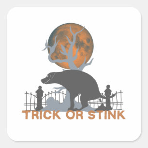Pooping Dog Scary Halloween  Square Sticker
