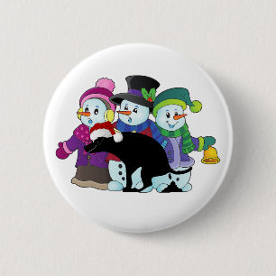 Pooping Dog with Snowmen 6 Cm Round Badge