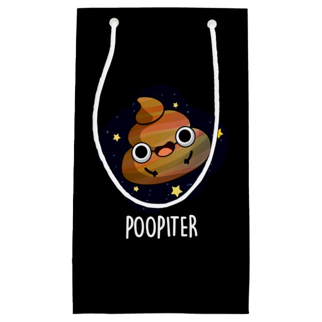 Poopiter Funny Planet Jupiter Pun Dark BG Small Gift Bag (Front)