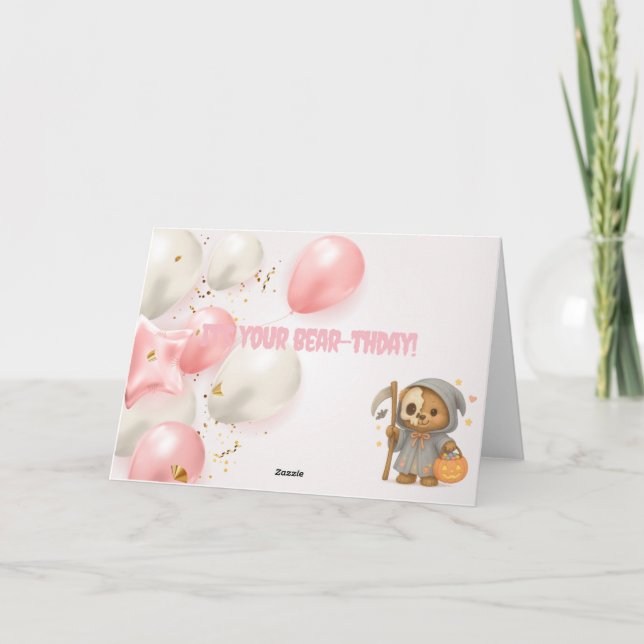 Poor Bear Halloween Birthday Greeting Card  (Back)