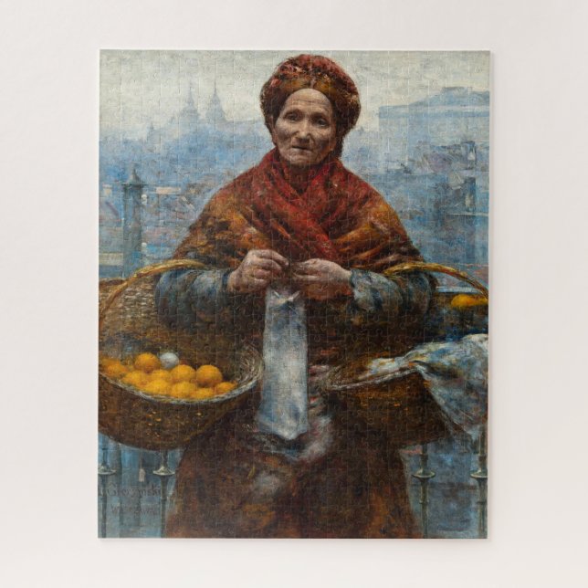 Poor Jewish Woman Selling Oranges in Poland Jigsaw Puzzle (Vertical)