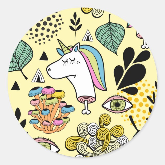Poor Unicorn Classic Round Sticker (Front)