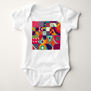 Pop abstract geometric shapes, seamless pattern. baby bodysuit