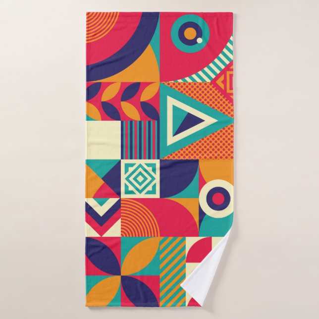Pop abstract geometric shapes, seamless pattern. bath towel (Bath Towel)