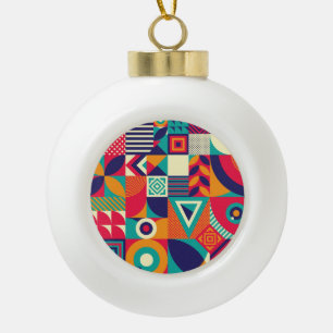 Pop abstract geometric shapes, seamless pattern. ceramic ball christmas ornament