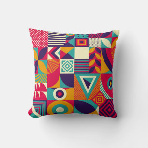 Pop abstract geometric shapes, seamless pattern. cushion