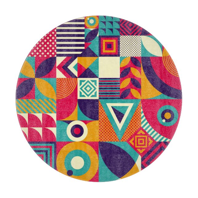 Pop abstract geometric shapes, seamless pattern. cutting board (Front)