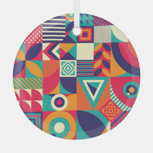 Pop abstract geometric shapes, seamless pattern. glass tree decoration