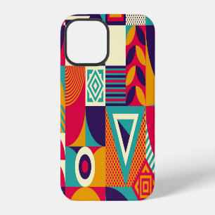 Pop abstract geometric shapes, seamless pattern. iPhone 12 case